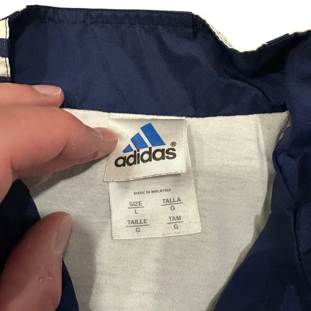 adidas Vintage Y2K Track Pants Jacket Set Blue White Stripe Youth Soccer Warmup